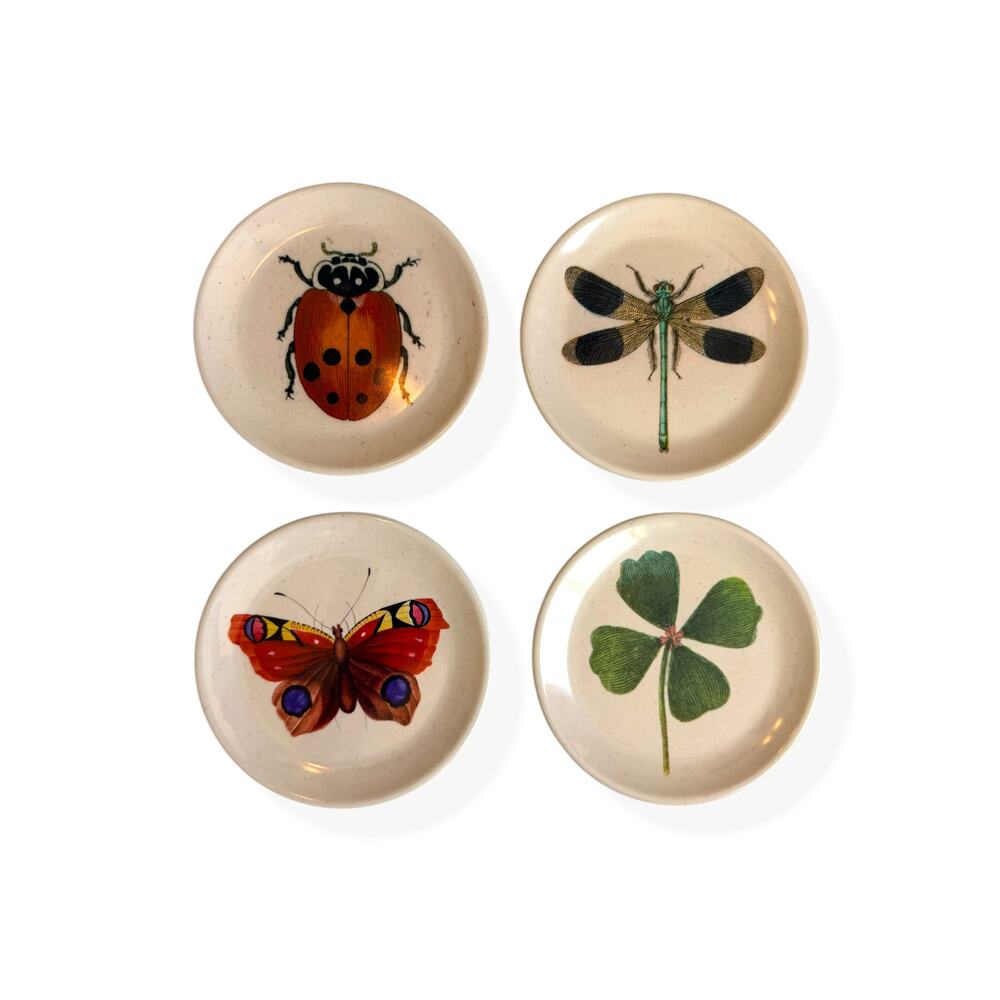 John Derian Melamine Insect Appetizer Plates Ladybug Butterfly Clover Dragon Fly